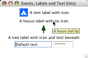 events and labels program screen dump