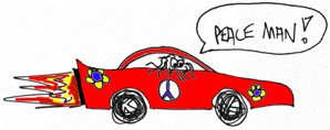 Hippy in a Ferrari